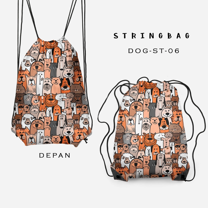 Product image Dewani - Dewani Stringbag Full Print ST-DOG 06 Tas Serut Seri Dog 34x45 orange