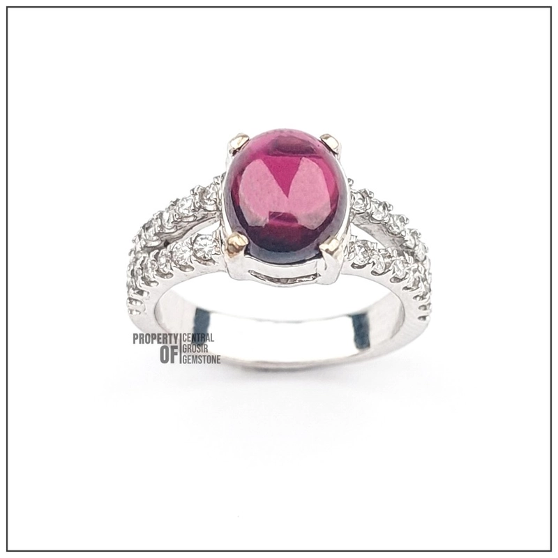 Product image CENTRAL GROSIR GEMSTONE - Natural Rhodolite Garnet Permata Batu Cincin Wanita Perak Silver Asli 15 Red
