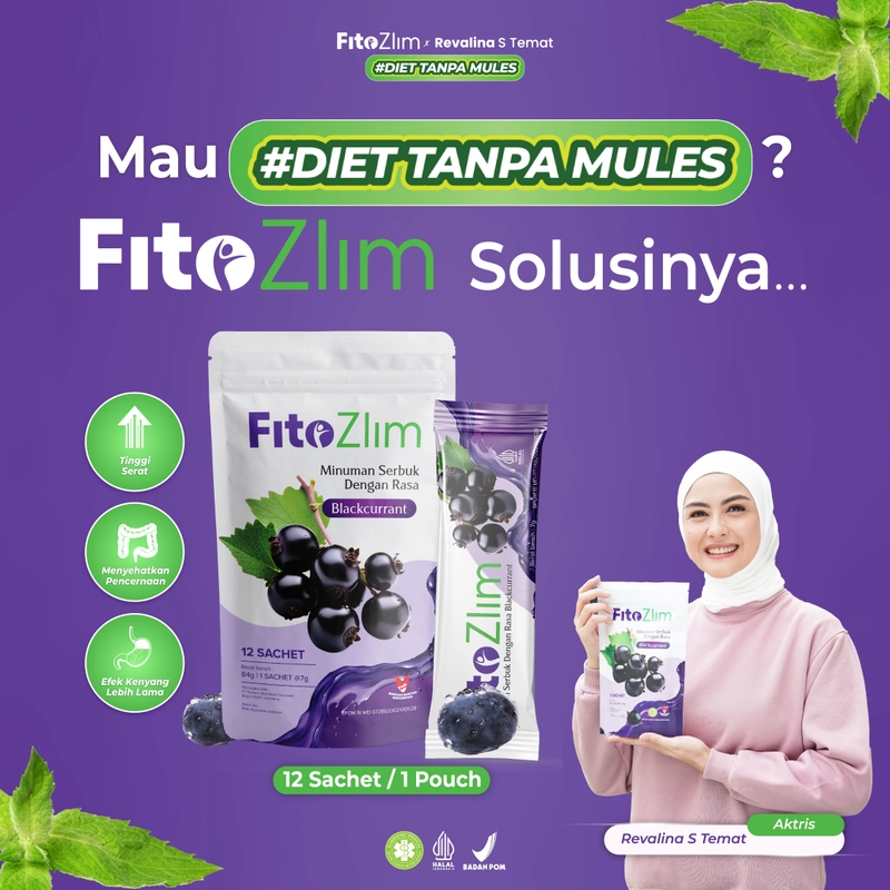 Product image FITOZLIM - Revalina X Fitozlim - 1 Pouch (12 sachet) Minuman Diet Fiber Original Penurun Berat Badan 12 SACHET BLACKCURRANT