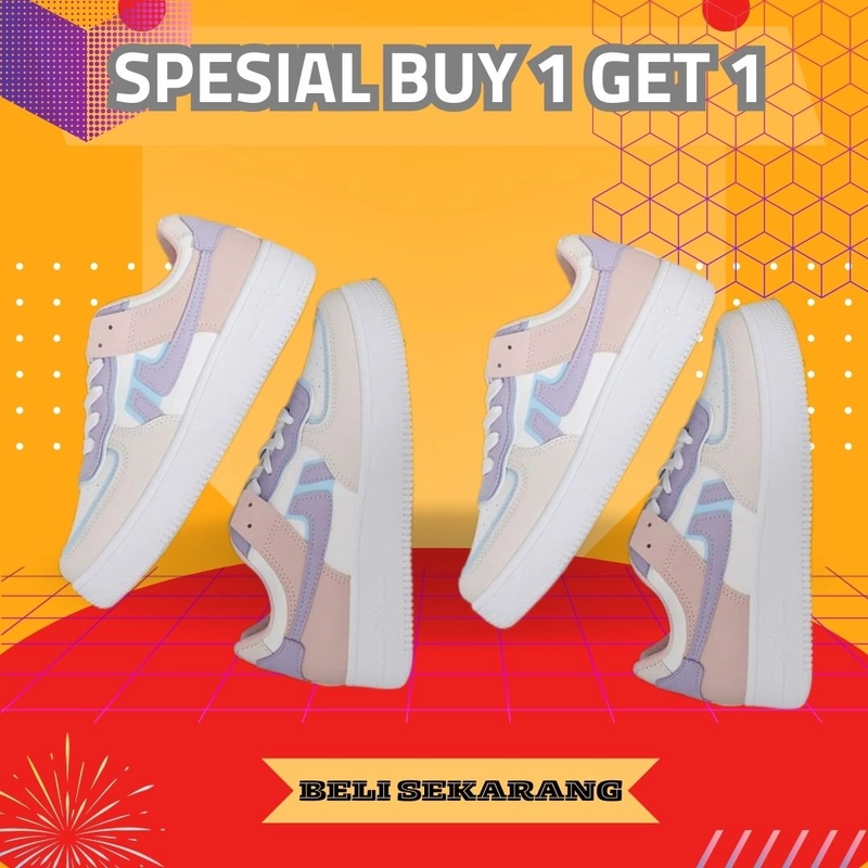 Product image LUXIA - Buy 1 Get 1 Sepatu Kets Sneakers Wanita New Trendy Korean Shoes BSE-02 36 UNGU