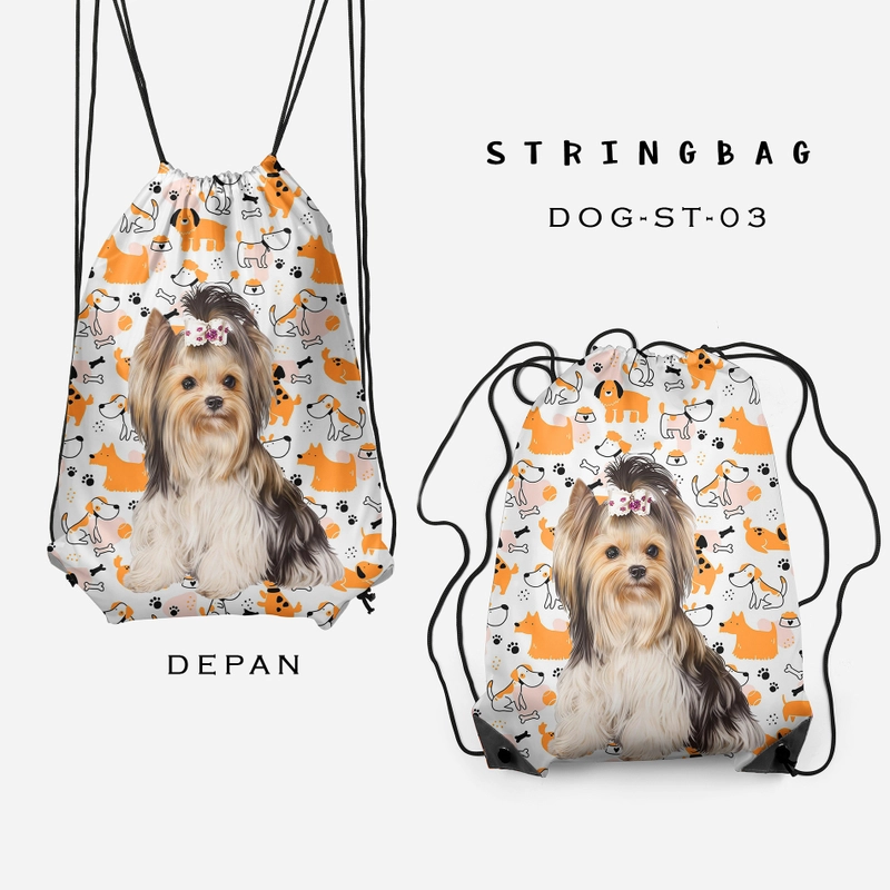 Product image Dewani - Dewani Stringbag Full Print ST-DOG03 Tas Serut Seri Dog 34x45 putih