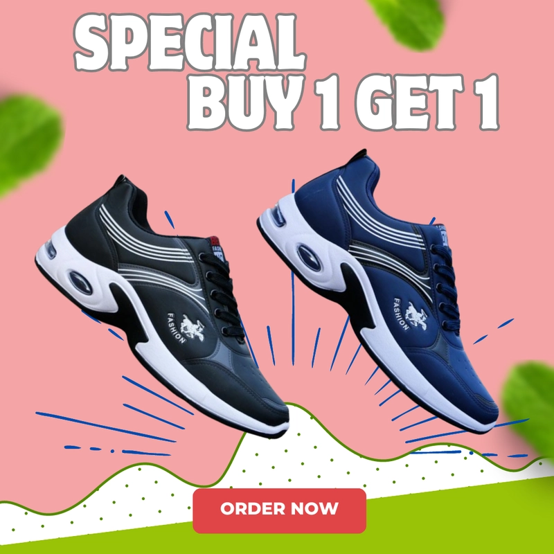 Product image LUXIA - Promo Buy 1 Get 1 Sepatu Kets Sneakers Pria Fashion Shoes LVS-05 38 HITAM & NAVY