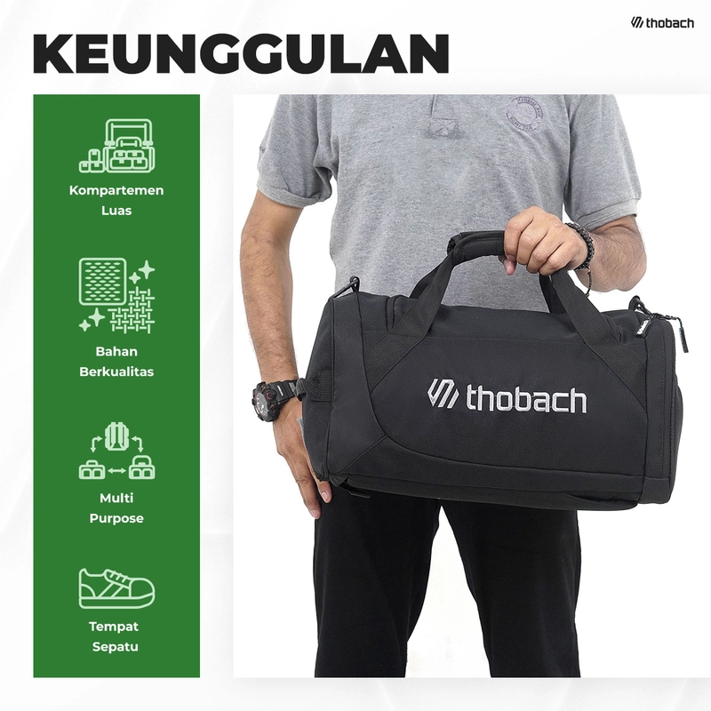 Product image Thobach official -MINI TRAVEL BAG DETROIT BACKPACK PRIA WANITA DUFFLE BAG GYM ALL SIZE Black