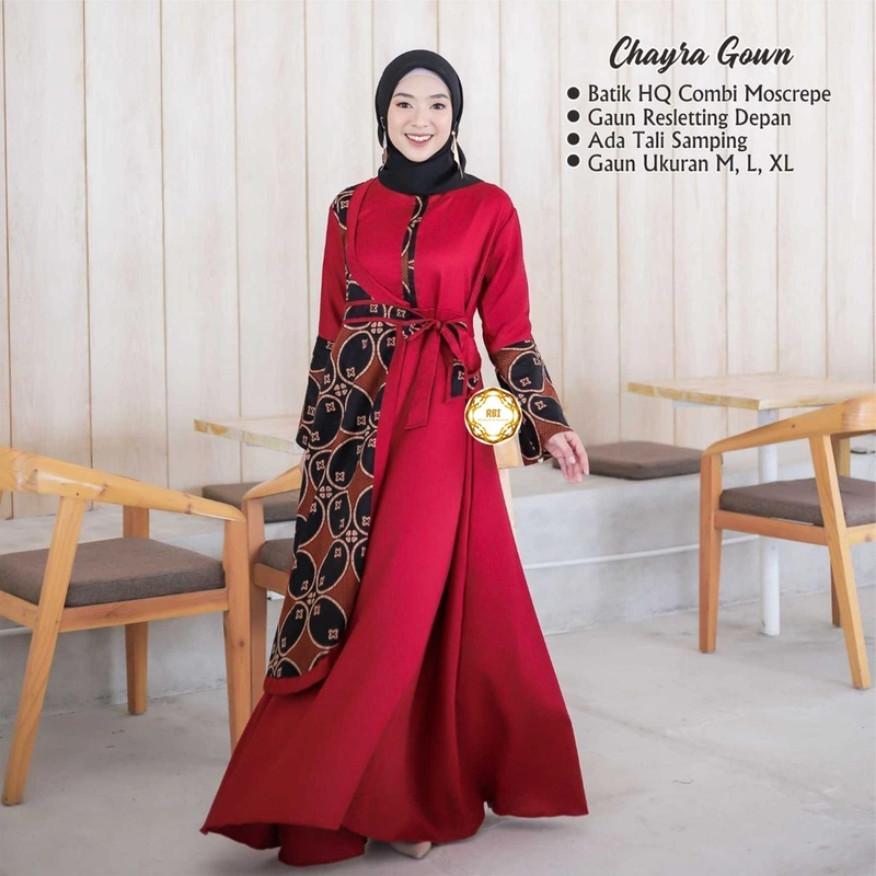 Product image Rambe Batik Indonesia - Gamis Batik Chayra Baju Gamis Wanita High Quality Moscrepe Import KEMEJA SAJA L CHAYRA A