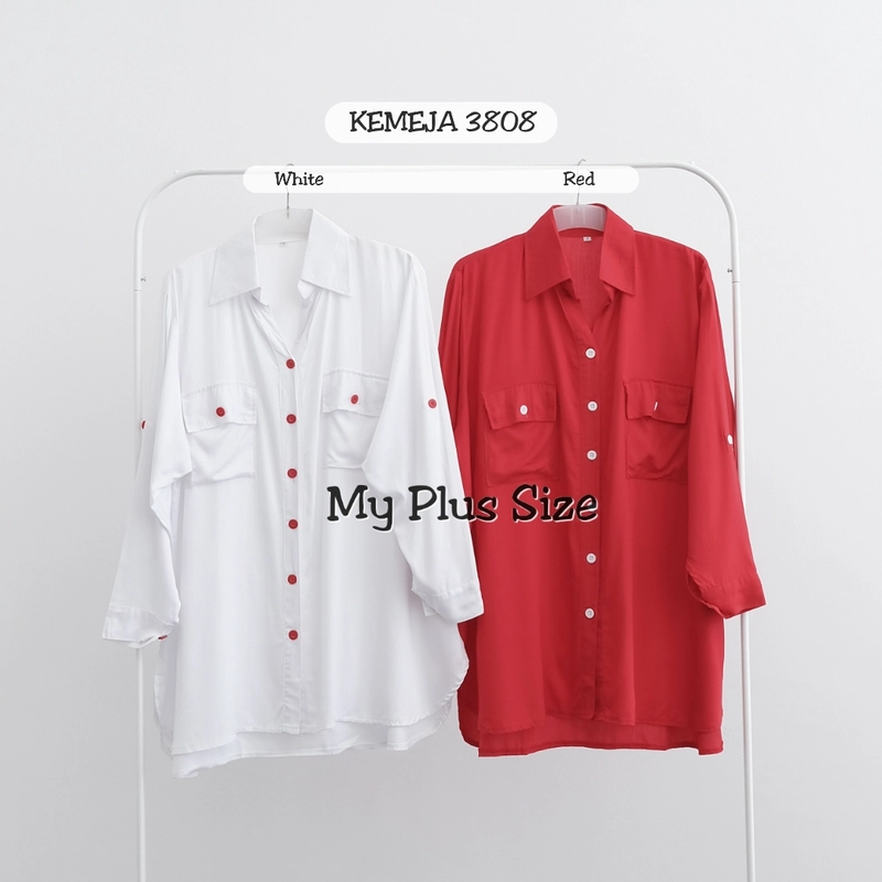 Product image My Plus Size - Kemeja Wanita Jumbo MERAH PUTIH edisi 17 Agustus 3808/Ld 125 cm/135 cm & 150 cm 2XL RED