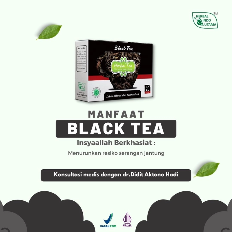 Product image Herbal Indo Utama - Black Tea Teh Celup Jaga Kesehatan Jantung 20 Kantung 20 Sachet Teh Herbal