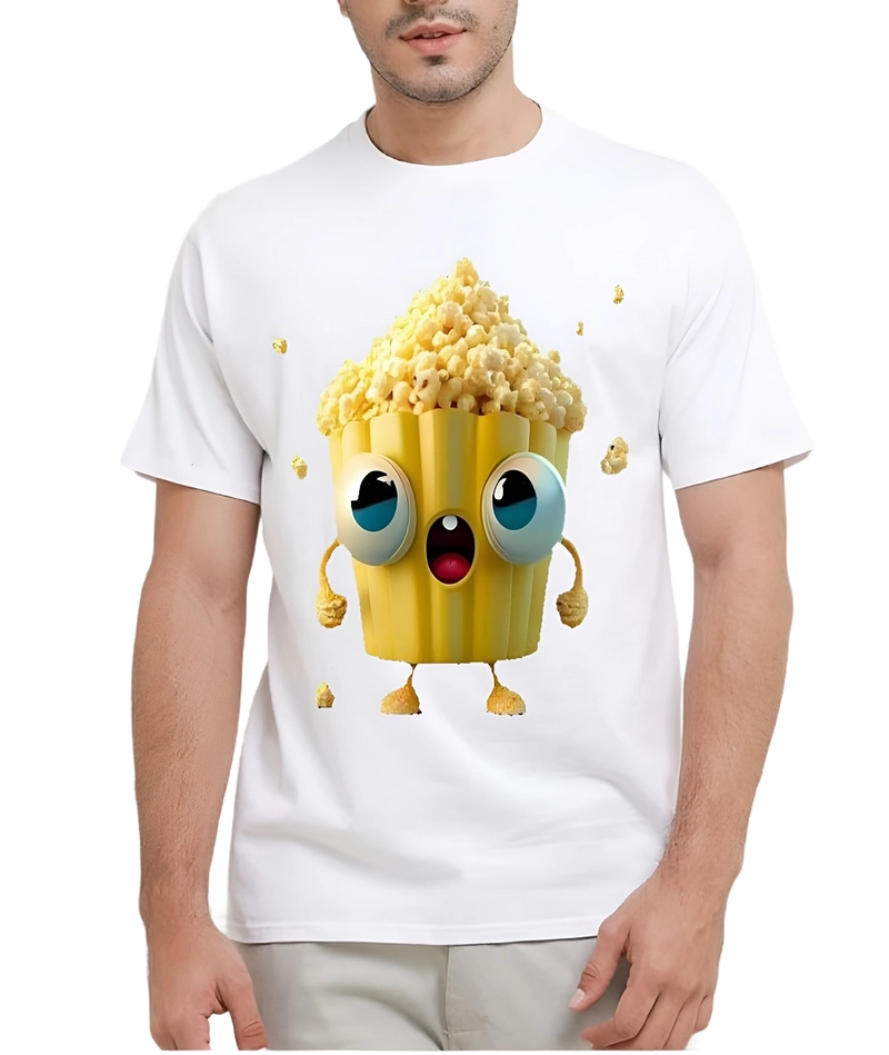 Product image astro - Kaos Pria Gambar 3Dimensi Popcorn M PUTIH