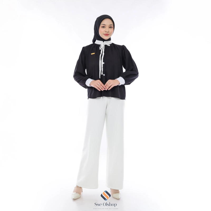 Product image Sseolshop - Aria atasan casual basic rayon twill L XL XXL / baju atasan wanita terbaru L Hitam