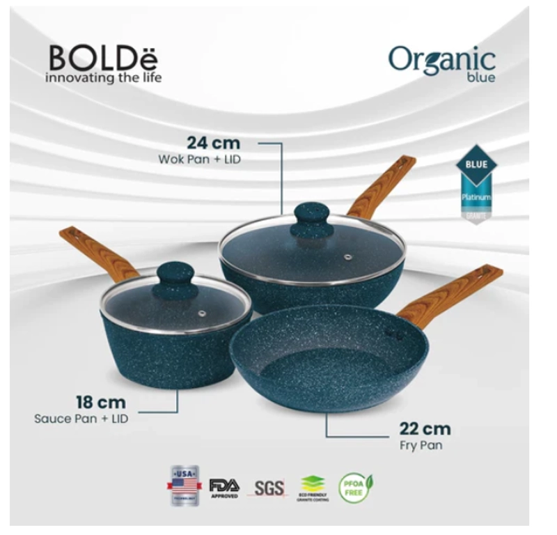 Product image UTAMAMEGA - Bolde Organic Blue Pan Cookware 5 Pcs Type Organic Blue