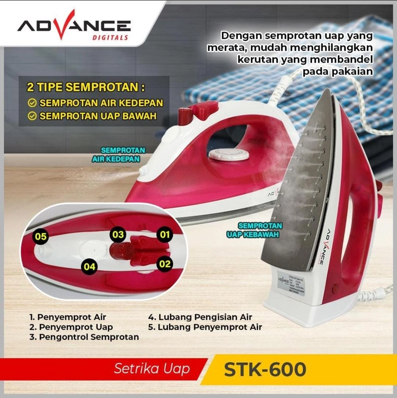 Product image Rizki Electronics - Setrika Uap Listrik STK-600 Anti Lengket Hemat Listrik 350W stk 600 rundom