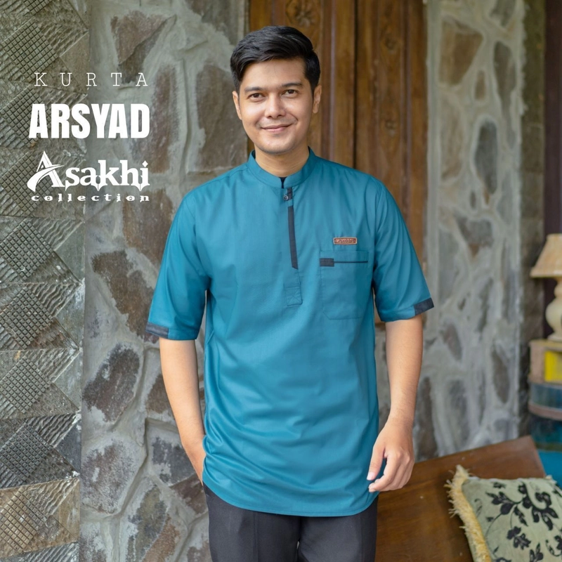 Product image Koko asakhi collection - KOKO LENGAN PENDEK- KOKO ARSYAD ASHAKI M BIRU