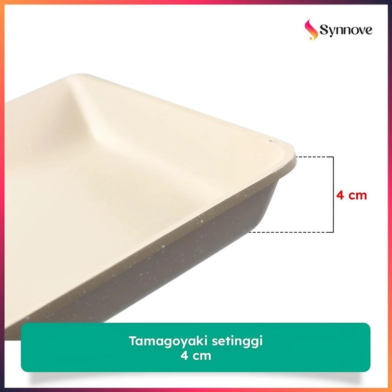Product image Synnove - Wajan Penggorengan White Granite PFOA FREE Wajan Teflon Anti Lengket Tamagoyaki 15cm X 18cm White Granite