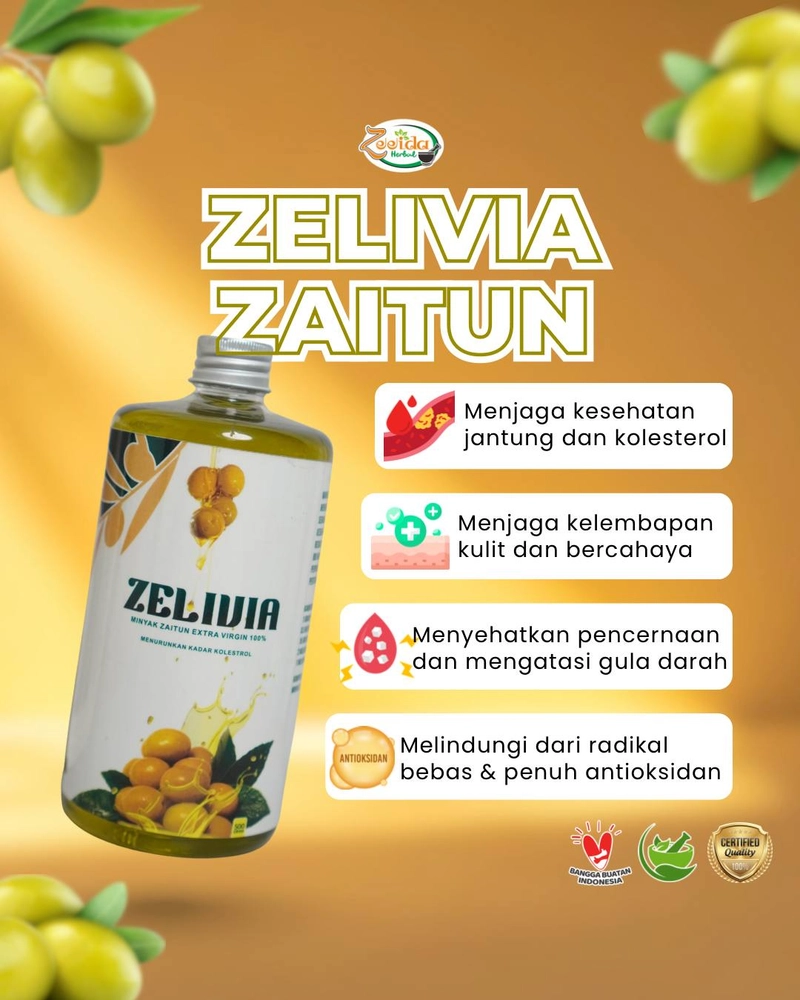 Product image Zelvia Minyak Zaitun Murni Extra Virgin Olive Oil Organic Premium Murni Asli 100 Persen 100Ml Minyak Zaitun