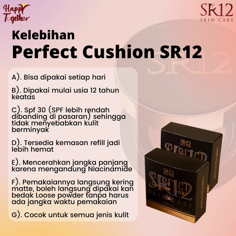 Product image SR12 Cushion SPF 30 Full Coverage Tahan Lama Dan Mencerahkan Kulit 15gr Refil Ivory