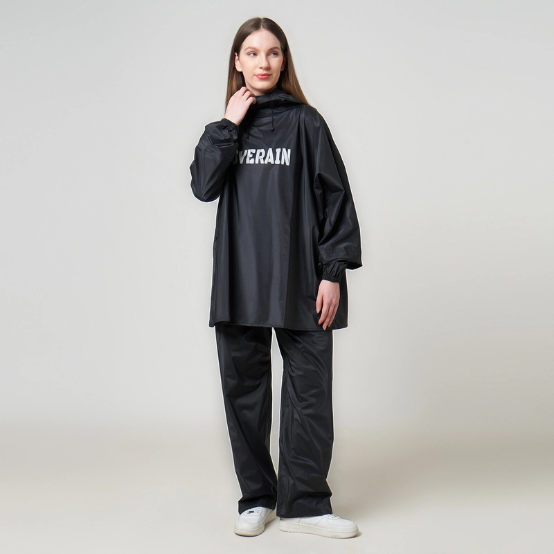 Product image Coverain - Coverain Jas Hujan Hoodie Premium Tebal Elastis Standar Hitam