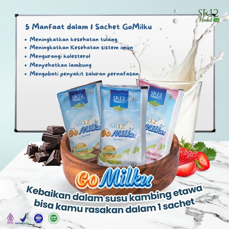Product image SR12 Gomilku Susu Kambing Etawa Dilengkapi Daun Kelor Madu Ikan Gabus Untuk Kesehatan Tubuh Sachet 2 1 Sachet Original
