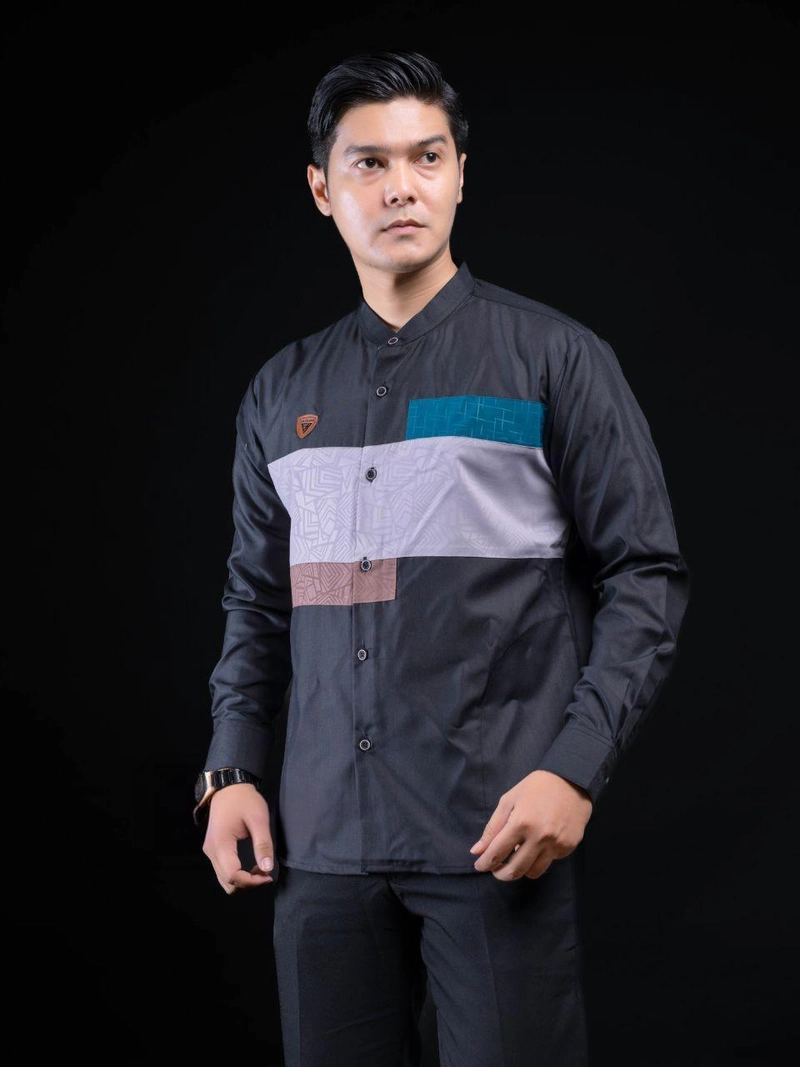 Product image Batik Mafaza - Baju Koko Pria Lengan Panjang Muslim Baru Motif etnik M Etnik hitam