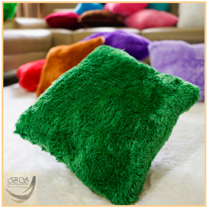 Product image Berkah Saluyu - Sarung Bantal Bulu Kursi Sofa Size 40x40cm Elastis Glossy 30x30cm Hijau Botol
