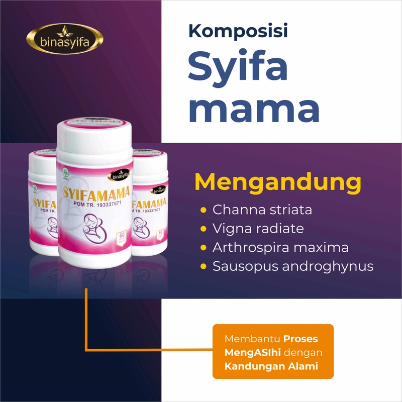 Product image BinasyifaSYIFAMAMA Herbal Pelancar ASI Vitamin Ibu Menyusui ASI Booster Alami & Mengentalkan ASI 60 kapsul Herbal