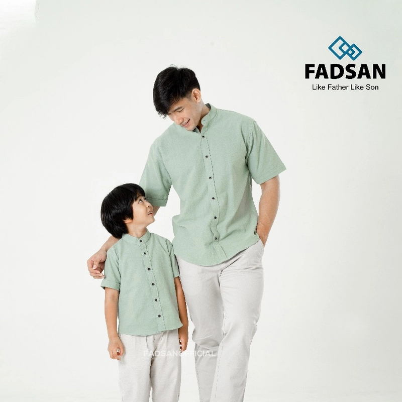 Product image FADSAN - Kemeja Semi Formal Polos Ayah dan Anak Lengan Pendek Warna Mint - Tufy Series SIZE BAYI NO.1 TUFY MINT