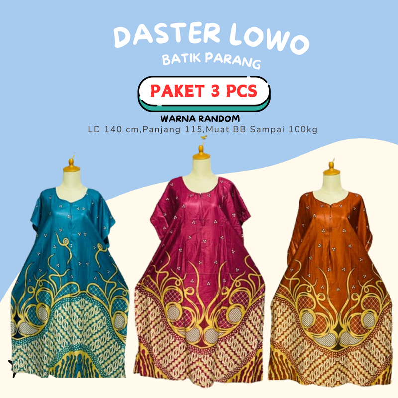 Product image Boojoo-Paket 3 PCS Daster Batik Motif Baru Jumbo LD 140 Busui Friendly All Size <100kg Paket 3Pcs Random