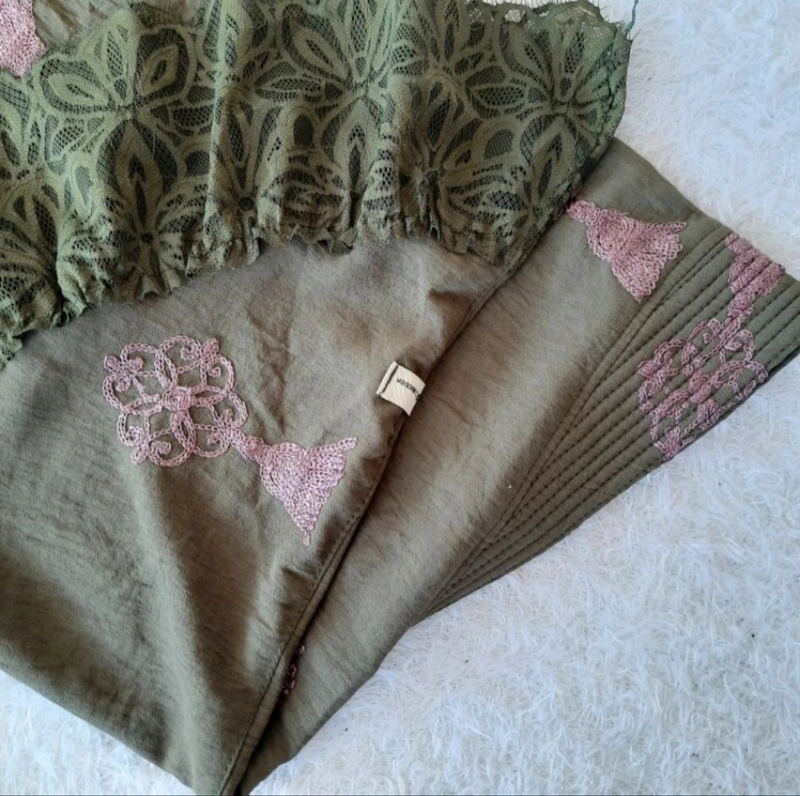 Product image Fisky Collection - HIjab Ratu Crincle Kombinasi Brukat Premium All Size Hijau Army