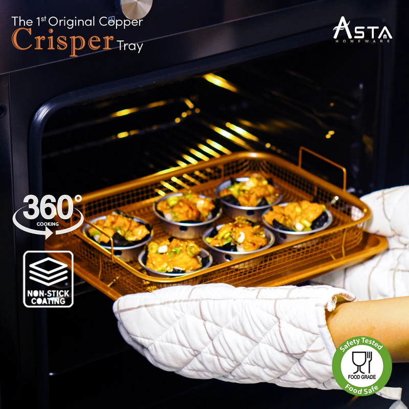 Product image Asta Panggangan Anti Lengket Oven Grill Saringan Minyak Crisper Food Grade Bentuk Square Rose Gold