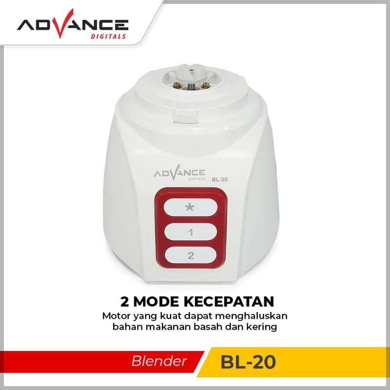 Product image Advance Digitals Indonesia - Blender BL20 / BL-20 Tabung Kaca Multifungsi dan Foodgrade 1.2 Liter Merah