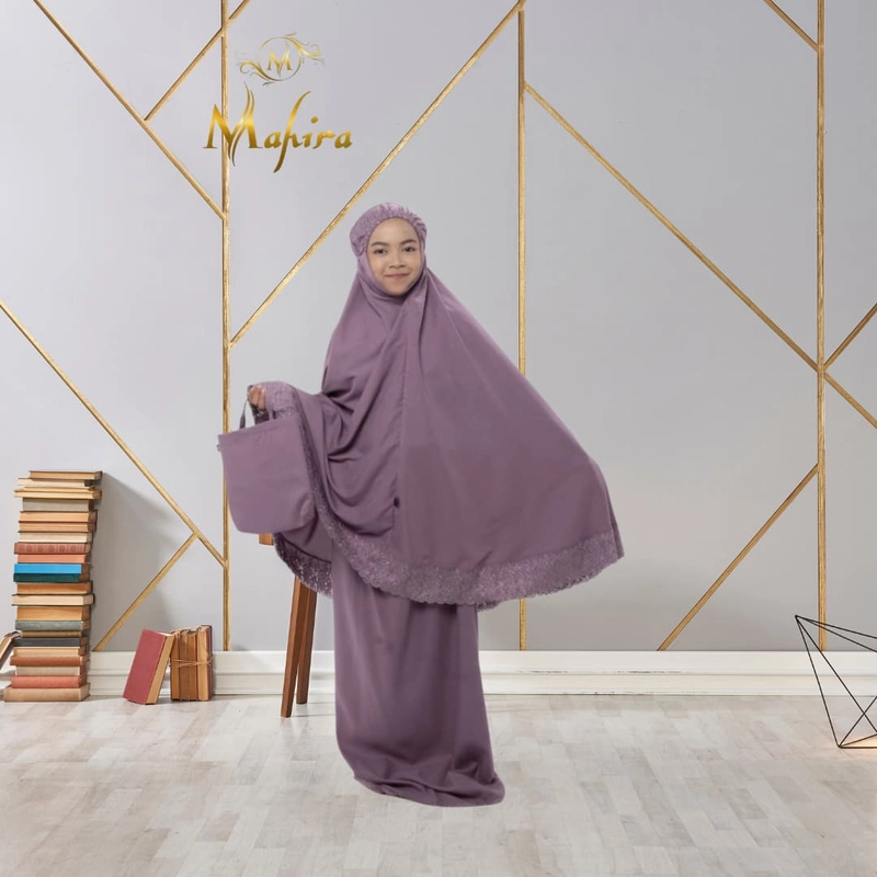 Product image Mahira Boutique - Mukena Anak Potong Ceria allsize Taupe