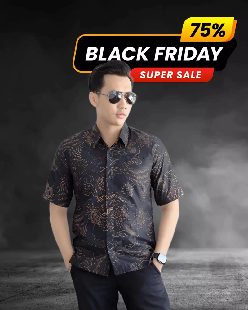 Product image Kois Batik - Hem batik pria dewasa lengan pendek motif guntuur M Hem guntuur