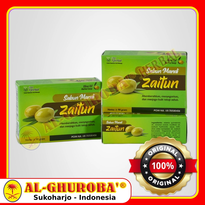 Product image Al-Ghuroba Herbal - Sabun Zaitun Al-Ghuroba 90gr Sabun Herbal Zaitun Olive Oil Soap BPOM Halal ORIGINAL 90gr Original