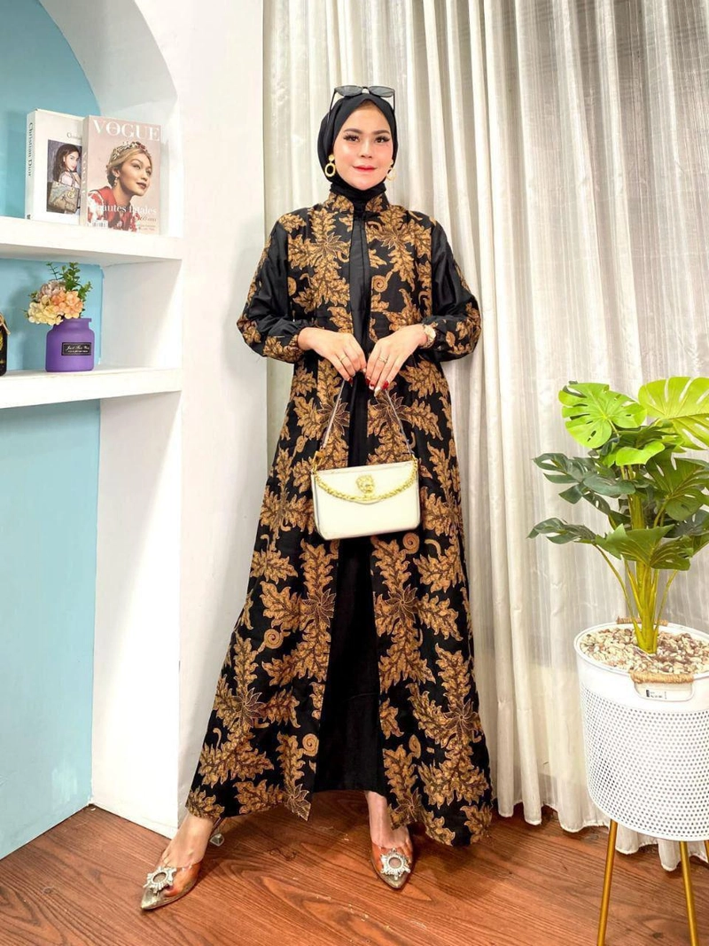 Product image Kois Batik - Gamis batik premium kombinasi moscrepe buat acara resmi Allsize 110cm gamis godong telo