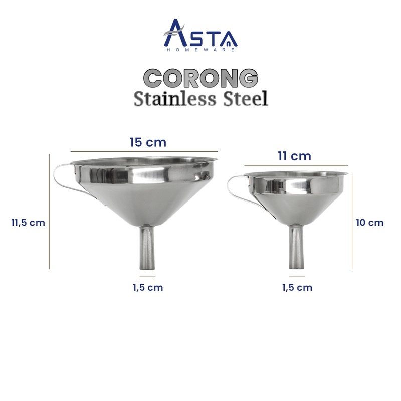 Product image Asta Homeware Official - Asta Corong Stainless Gagang Tuang Minyak Kuah Serbaguna Tebal Food Grade Size 15 cm