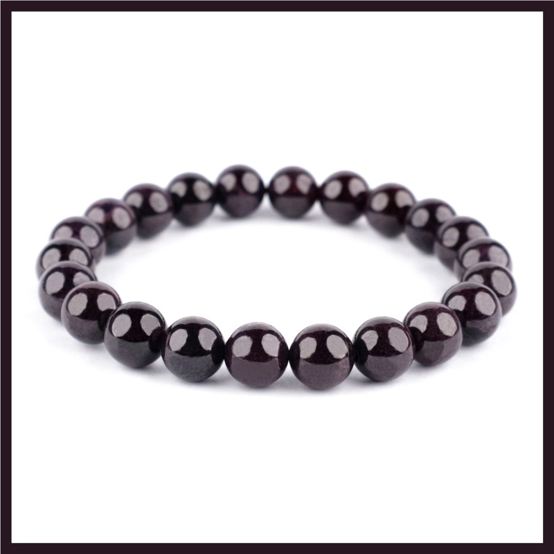 Product image CENTRAL GROSIR GEMSTONE - Gelang Pria Wanita Natural Garnet Grade AAA 8mm 16 Merah Keunguan