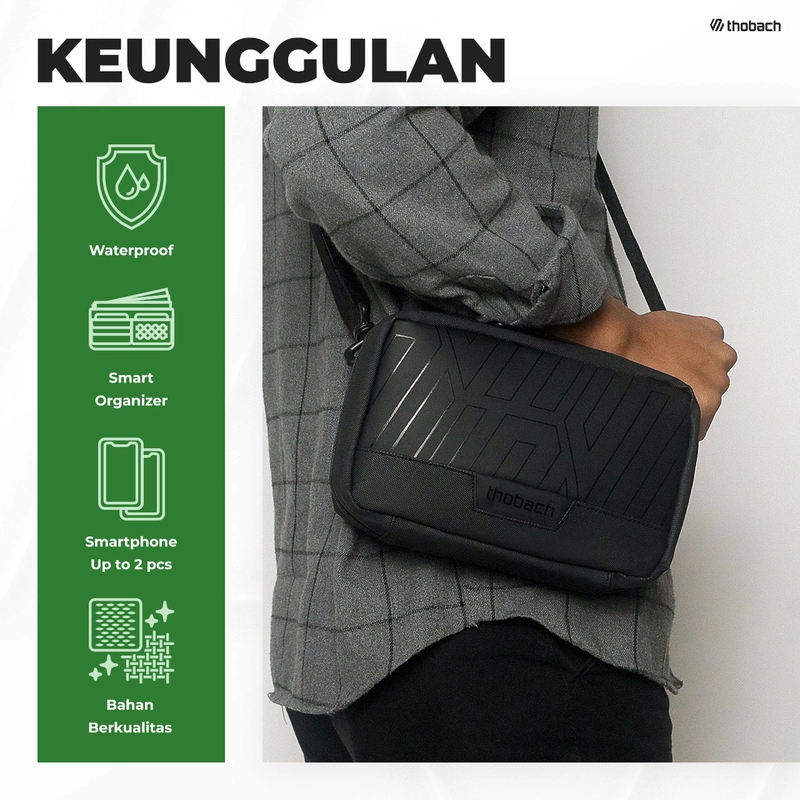 Product image Thobach official - THOBACH - SLING BAG WATERPROOF TAS SELEMPANG AVATAR HAND BAG PRIA MULTIFUNGSI all size black