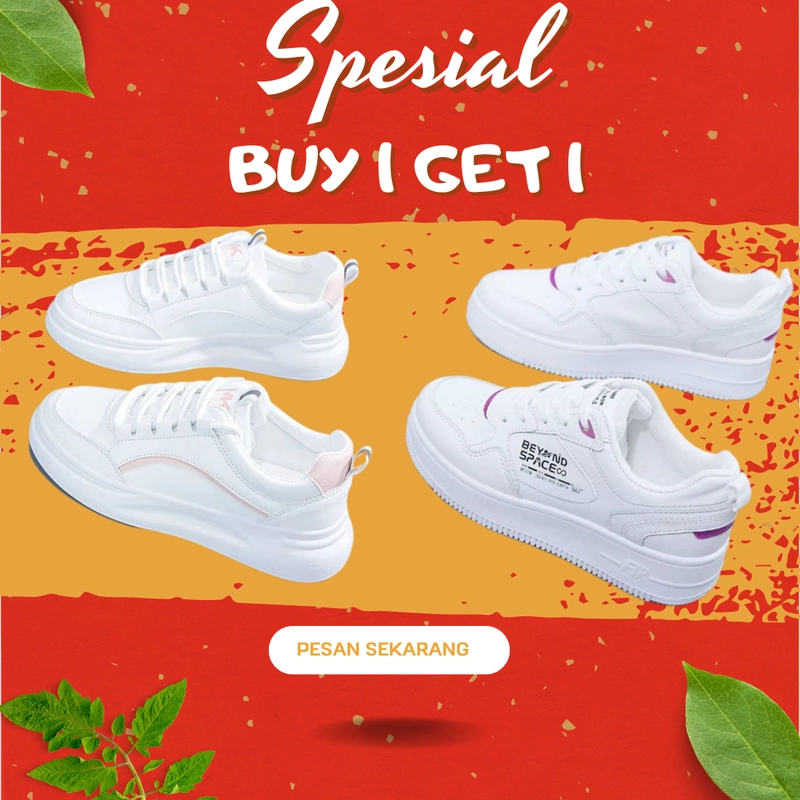 Product image Koekita - Paket Kombinasi Buy 1 Get 1 Sepatu Kets Sneakers Wanita Beyound Space & JN-002 37 P.PINK & PUTIH