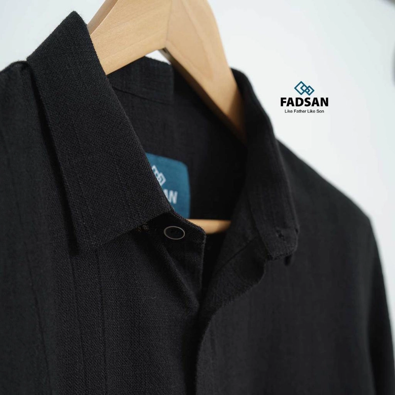 Product image FADSAN - Kemeja Katun Lengan Pendek Ayah Anak Warna Black - Ryu Series SIZE ANAK XS RYU BLACK