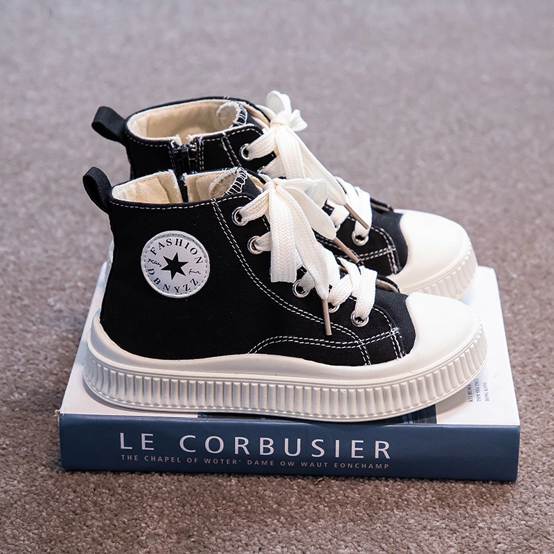 Product image Meonky Official - Sepatu Anak laki laki Perempuan Uk 26-37 Sneakers Canvas OOTD Model tinggi Q - 36 27 Hitam