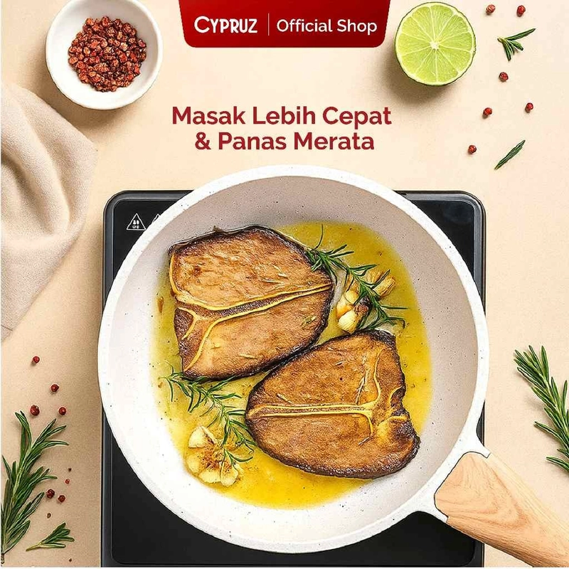 Product image Cypruz Official - Cypruz White Granite Die Cast Fry Pan 24cm FP-0953 XL PUTIH