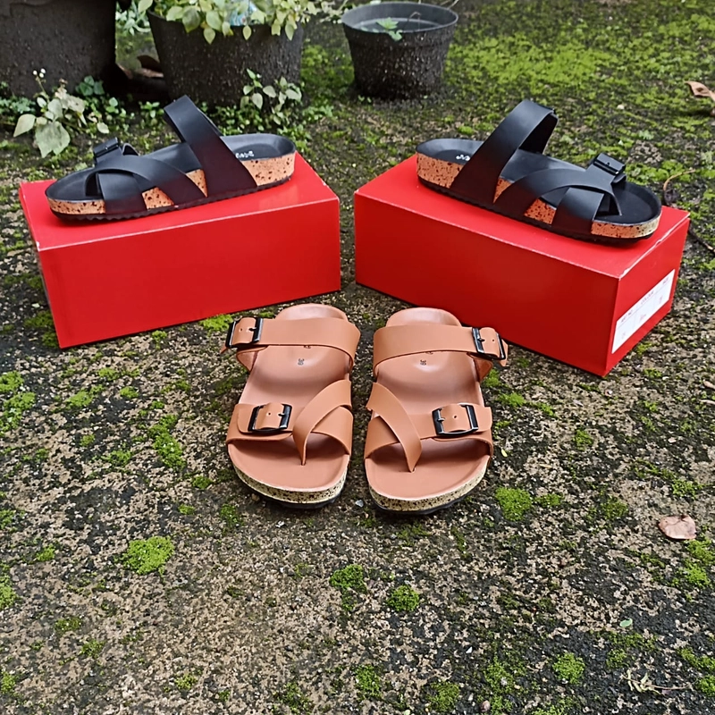 Product image Nayla - Sandal Wanita Gesper 2 Jepit Sol Puyuh Bintik Series Keisya J - 01 36 Tan