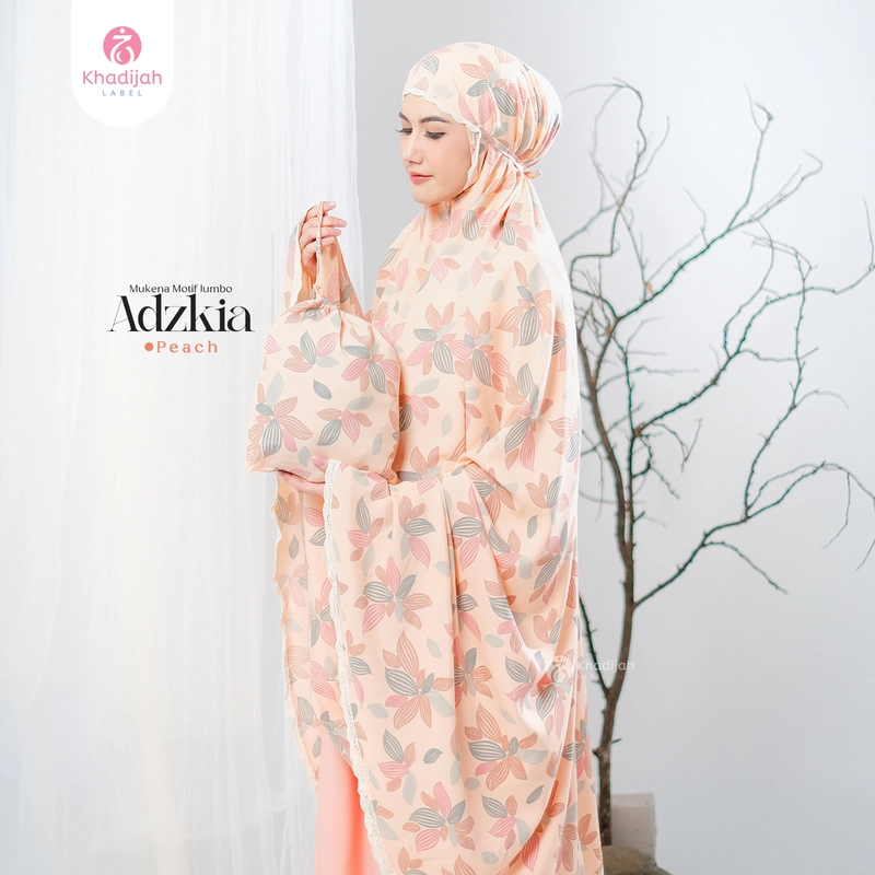 Product image KhadijahLabel - Mukena Jumbo Dewasa Motif Adzkia Jumbo Peach
