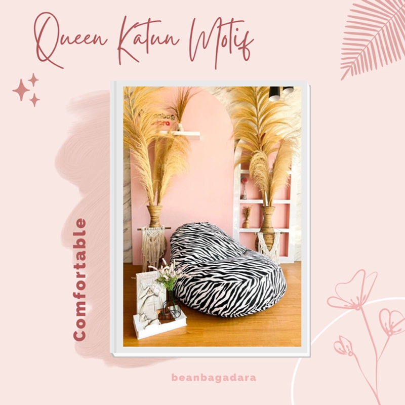 Product image Beanbag adara - Bean Bag Oval PLUS ISI Katun Motif Allsize Komplit Siap Pakai King Zebra