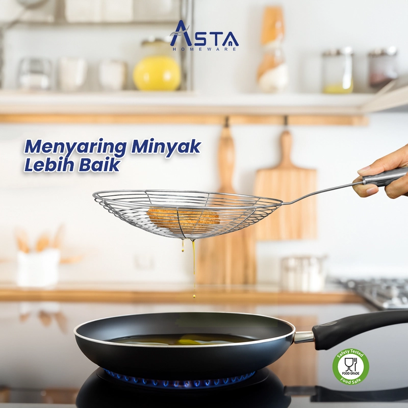 Product image Asta Saringan Minyak Goreng Stainless Steel Tirisan Size 18cm