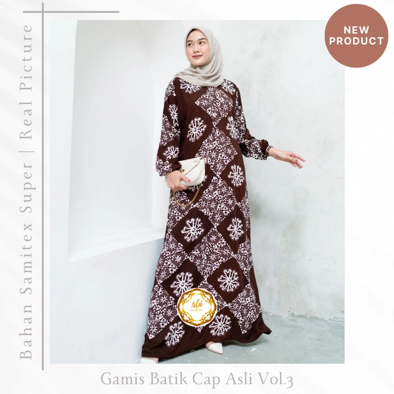 Product image Batik Gamis Cap Asli Vol.3 Bahan Samitex Super ALLSIZE A
