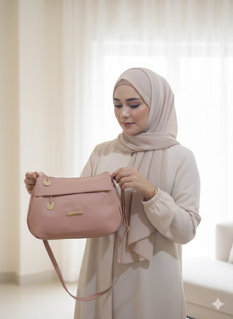Product image CBL - DAVINA Slingbag - Tas Selempang Wanita Slingbag DAVINA Bahan Nilon Cocoly Waterproof Antiair Tas Wan Medium Pink_Salem