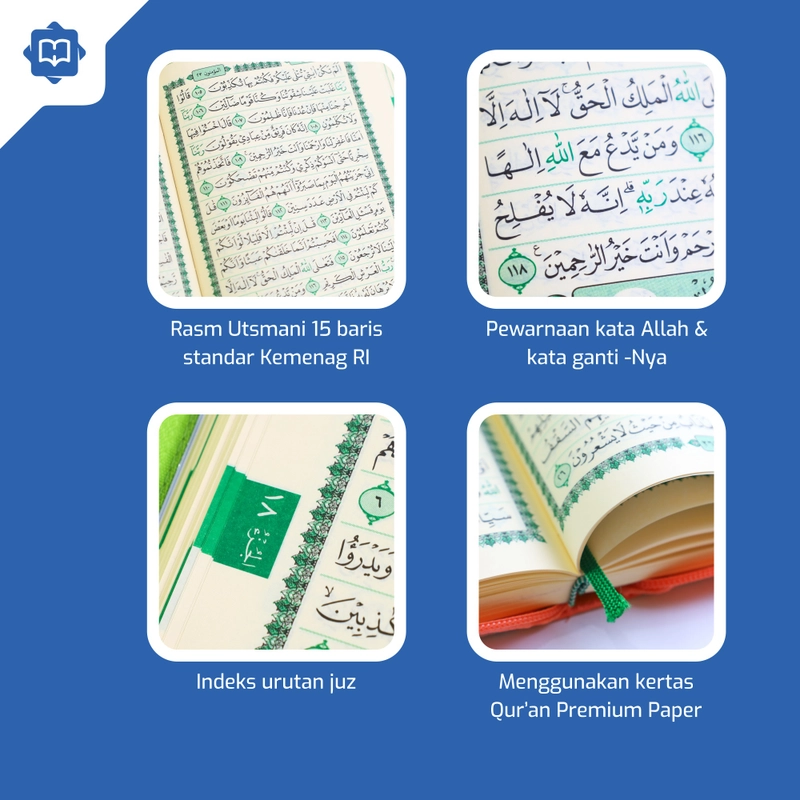 Product image MUSHAF QURAN AL-WAFA RUBU B7 RESLETING RINGAN DAN MUDAH DIBAWA TAMBAH CUSTOM NAMA TANPA PO B7 ABU