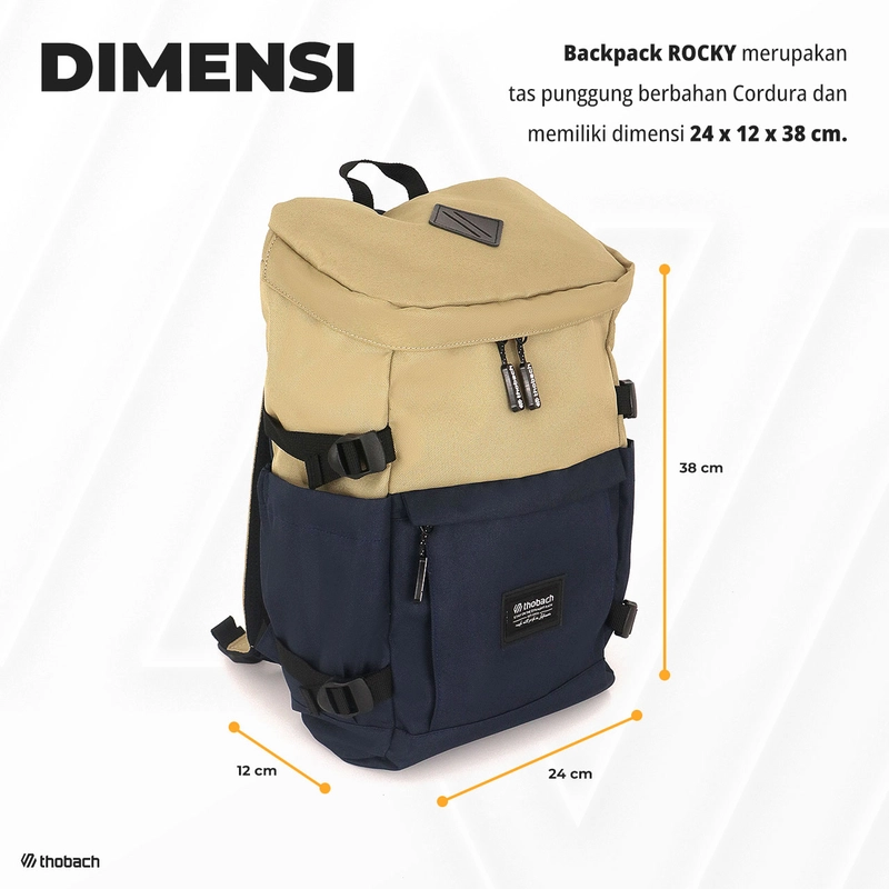 Product image Thobach official - THOBACH-BACKPACK TAS RANSEL PRIA WANITA ROCKY TAS SEKOLAH TAS KULIAH PREMIUM All Size Khaki Navy