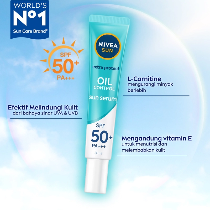 Product image Nivea - SUN Protect & White Oil Control SPF50 plus PA+++ Face Serum 30ml Biru