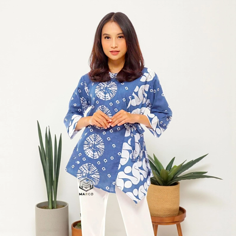 Product image MARCO - Baju Batik Wanita Modern Monalisa Genes Kantoran Asli Pekalongan L Jumputan Seno