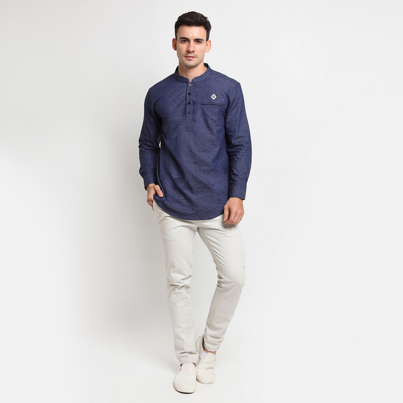 Product image 4zima - CT 07 Koko Baju Muslim Lengan Panjang Kancing Sedada M Navy